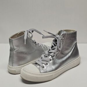Stuart Weitzman Ollie High-top Silver sneaker boots Women's 8
